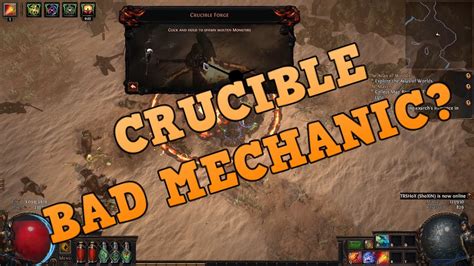 Poe crucible mechanics - Apr 9, 2023 · 1. generate their earnings through trade. 2. play Ruthless and play without loot. It used to be that league mechanics followed a proper risk:reward ratio, but that was abandoned because it meant people could farm and actually play the game instead of relying on being in the hideout. 